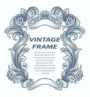 Vintage border frame engraving with antique ornament pattern - Vector Design