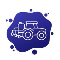 tractor with sprayer line icon, vector