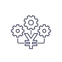 money management line icon with yuan vector