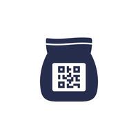 bolso con qr código icono en blanco vector