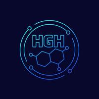 HGH icon, human growth hormone, linear design vector