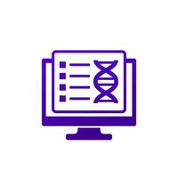 bioinformatics icon, analysis of biological data and dna, vector