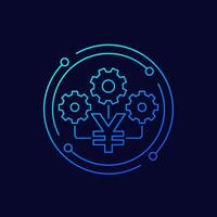 money management icon with yuan, linear design vector