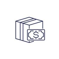 Cash on delivery line icon on white vector