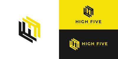 Abstract initial letter HF or FH logo in black and yellow color isolated on multiple background colors. The logo is suitable for franchise business consulting company logo icons to design inspiration vector