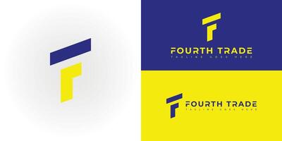 Abstract initial letter FT or TF logo in blue and yellow color isolated on multiple background colors. The logo is suitable for transportation or logistic business company logo icon design inspiration vector