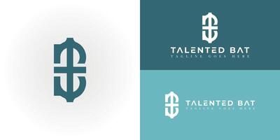 abstract initial letter BT or TB logo in blue cyan color isolated on multiple background colors. The logo is suitable for NFT projects or crypto business company logo icon design inspiration template vector