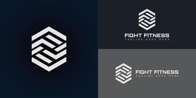 Abstract initial hexagon letter F or FF logo in white color isolated on multiple background colors. The logo is suitable for fitness and sports performance coaching logo design inspiration templates vector