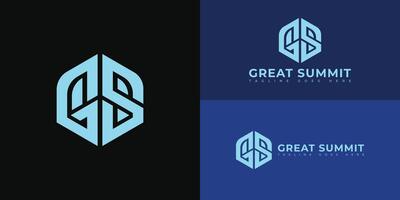 Abstract initial hex letter GS or SG logo in blue color isolated on multiple blue background colors. The logo is suitable for marketing conference business logo icons to design inspiration templates. vector