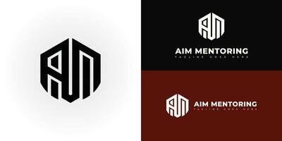 Abstract initial letter AM or MA logo in black color isolated on multiple background colors. The logo is suitable for marketing coaching business company logo icons to design inspiration templates. vector