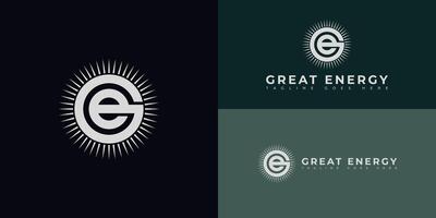 abstract initial circle letter GE or EG logo in silver color isolated on multiple background colors. The logo is suitable for retro agricultural sales and consulting logo design inspiration template vector