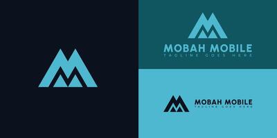 Abstract initial triangle letter M or MM logo in blue cyan color isolated on multiple blue background colors. The logo is suitable for business and consulting investment company logo icon design vector