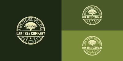 Vintage Oak Maple Tree service with retro stamp logo in soft gold isolated on multiple background colors. The logo is suitable for Residential landscape vintage icon logo design inspiration template vector