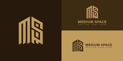 Abstract initial letter MS or SM logo in gold color isolated on multiple background colors. The logo is suitable for architectural and construction company logo icon design inspiration templates. vector