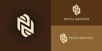 Abstract initial letter PD or DP logo in soft gold color isolated on multiple background colors. The logo is suitable for property general contractor company logo icons to design inspiration templates vector