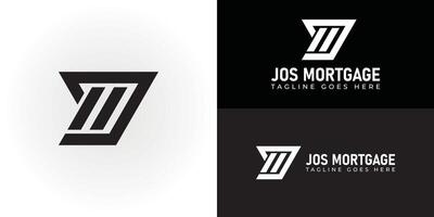 Abstract initial letter JM or MJ logo in black color isolated on multiple background colors. The logo is suitable for property and real estate management company logo icon design inspiration template vector