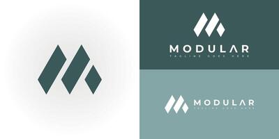 abstract initial mountain letter M or MM logo in green color isolated on multiple background colors. The logo is suitable for print-on-demand or business and consulting company logo design inspiration vector