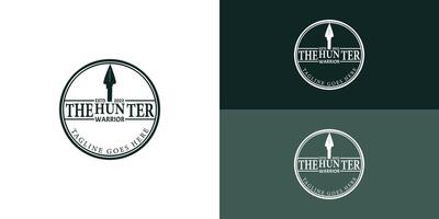 Vintage Retro Rustic Native Arrowhead Spear for Arrow Hunting Hipster Logo Design in deep green color isolated on multiple background colors. The logo is applied for Arrow Hunting Hipster Logo Design vector