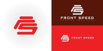 Abstract initial hexagon letter FS or SF logo in red color isolated on multiple background colors. The logo is suitable for racing sports team logo design inspiration templates. vector