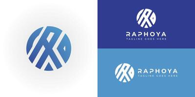 Abstract initial circle letter RA or AR logo in gradient blue color isolated on multiple background colors. The logo is suitable for business and technology company logo design inspiration templates. vector