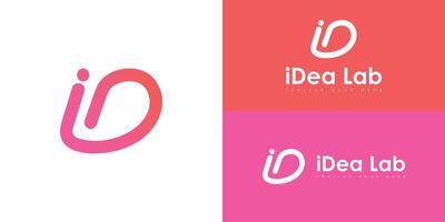 Abstract initial letter ID or DI logo in gradient pink color isolated on multiple background colors. The logo is suitable for medical laboratory business company icon logo design inspiration template vector