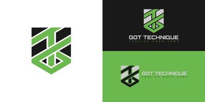 resumen inicial letra gt o tg logo en negro y verde color aislado en múltiple antecedentes colores. el logo es adecuado para Internet y tecnología negocio Servicio logo icono diseño inspiración vector