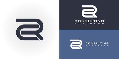 abstract initial letter ER or RE logo in deep blue color isolated on multiple white and blue background colors. The logo is suitable for team building workshop business icon logo design inspiration vector