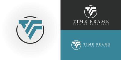 abstract circle initial letter TF or FT logo in blue and black color isolated on multiple background colors. The logo is suitable for videography and entertainment business logo design inspiration vector