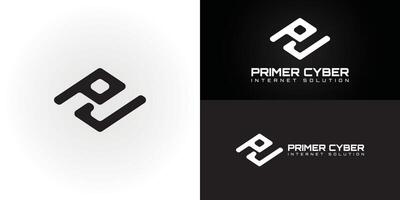 abstract initial letter PC or CP logo in black color isolated on multiple black and white background colors. The logo is suitable for internet provider solution business logo icon design inspiration vector