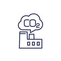 carbon emissions of factory line icon vector