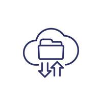 cloud folder line icon on white vector