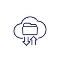 cloud folder line icon on white vector