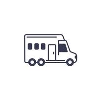 camper icon, camping van or RV car on white vector