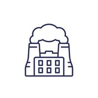 carbon emissions of factory, industrial pollution line icon vector