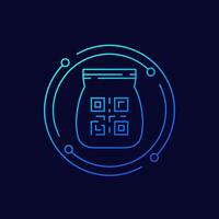 bolsa, paquete con qr código icono, lineal diseño vector