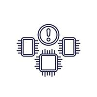 microchip supply shortage line icon with chips vector