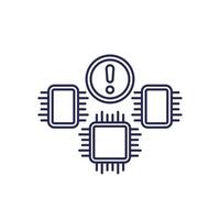 microchip supply shortage line icon with chips vector