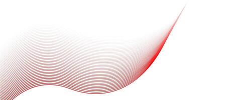 Abstract red lines. Vector white background. Red wave