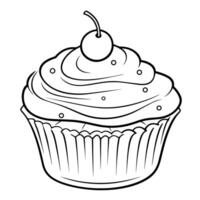 Minimalist vector outline of a cupcake icon for versatile use.