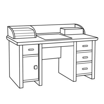 Clean vector outline of a desk icon for versatile applications.