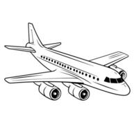 Sleek airplane outline icon in vector format for travel designs.