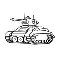 Powerful army battle tank outline icon in vector format for military designs.