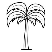 Graceful coconut tree outline icon in vector format for tropical designs.