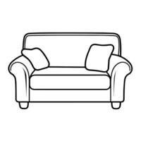 Minimalist vector outline of a sofa chair icon for versatile use.