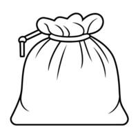 Traditional sack outline icon in vector format for rustic designs.