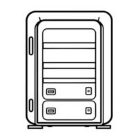 Sleek computer case outline icon in vector format for tech designs.