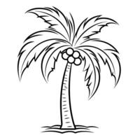 Exotic tropical palm tree outline icon in vector format for beach designs.