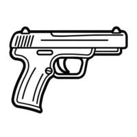 Sleek pistol gun weapon outline icon in vector format for firearm designs.