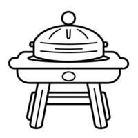 Minimalist vector outline of a barbecue icon for versatile use.