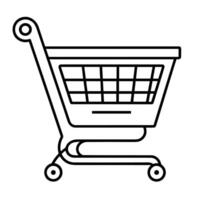 Convenient shopping cart outline icon in vector format for e-commerce designs.